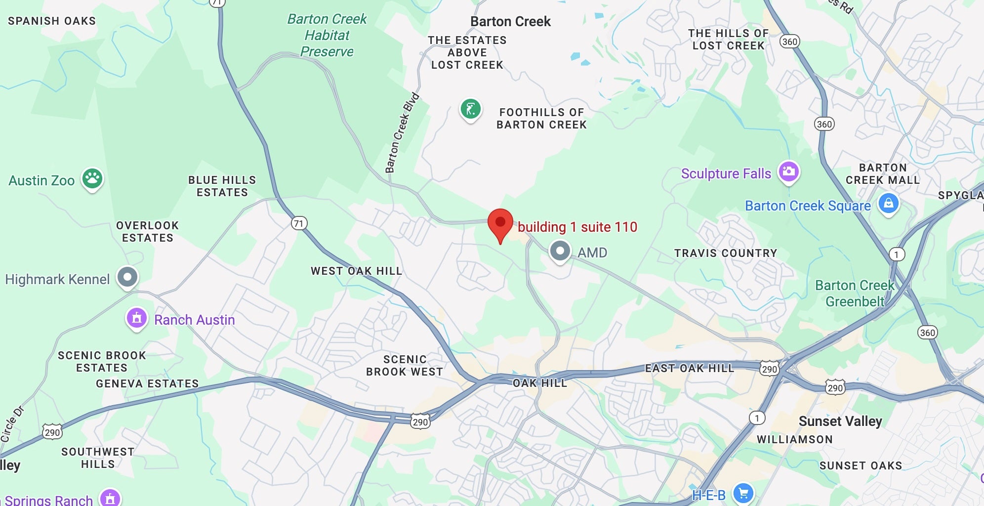 Map showing JPaulJones, L.P. location at 7500 Rialto Blvd, Austin, TX 78735